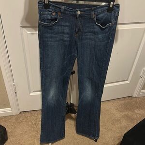 Lucky Brand Blue Flare Wide Leg Jeans size 10 inseam 33”